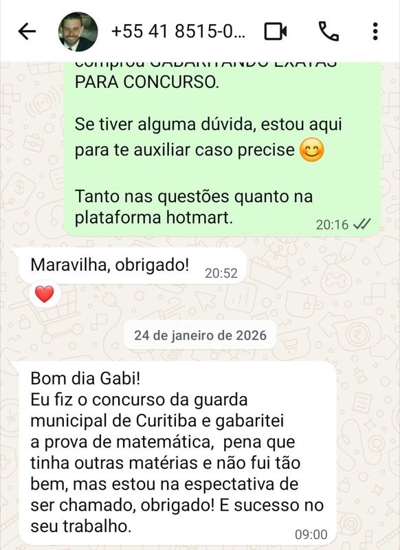 Aluno gabaritou a prova de matemática (WhatsApp)