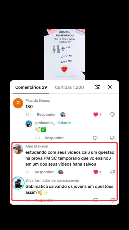 Caiu na prova questão que a Gabi ensinou (TikTok)